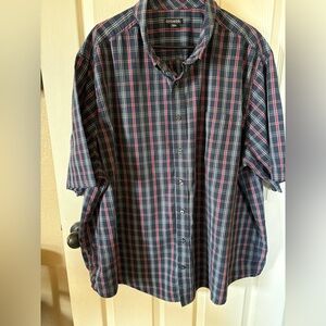 George Navy and Red Plaid Short-Sleeve Button-Down Shirt